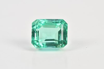 Lot 409 - A large emerald cut tourmaline, approximate...