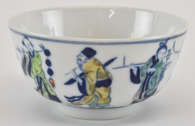 Lot 568 - A Chinese doucai porcelain tea bowl, decorated...