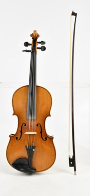 Lot 1073 - A full size German violin, Amati copy, with...