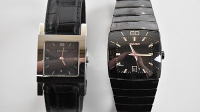 Lot 598 - RADO; a gentleman's black ceramic wristwatch,...