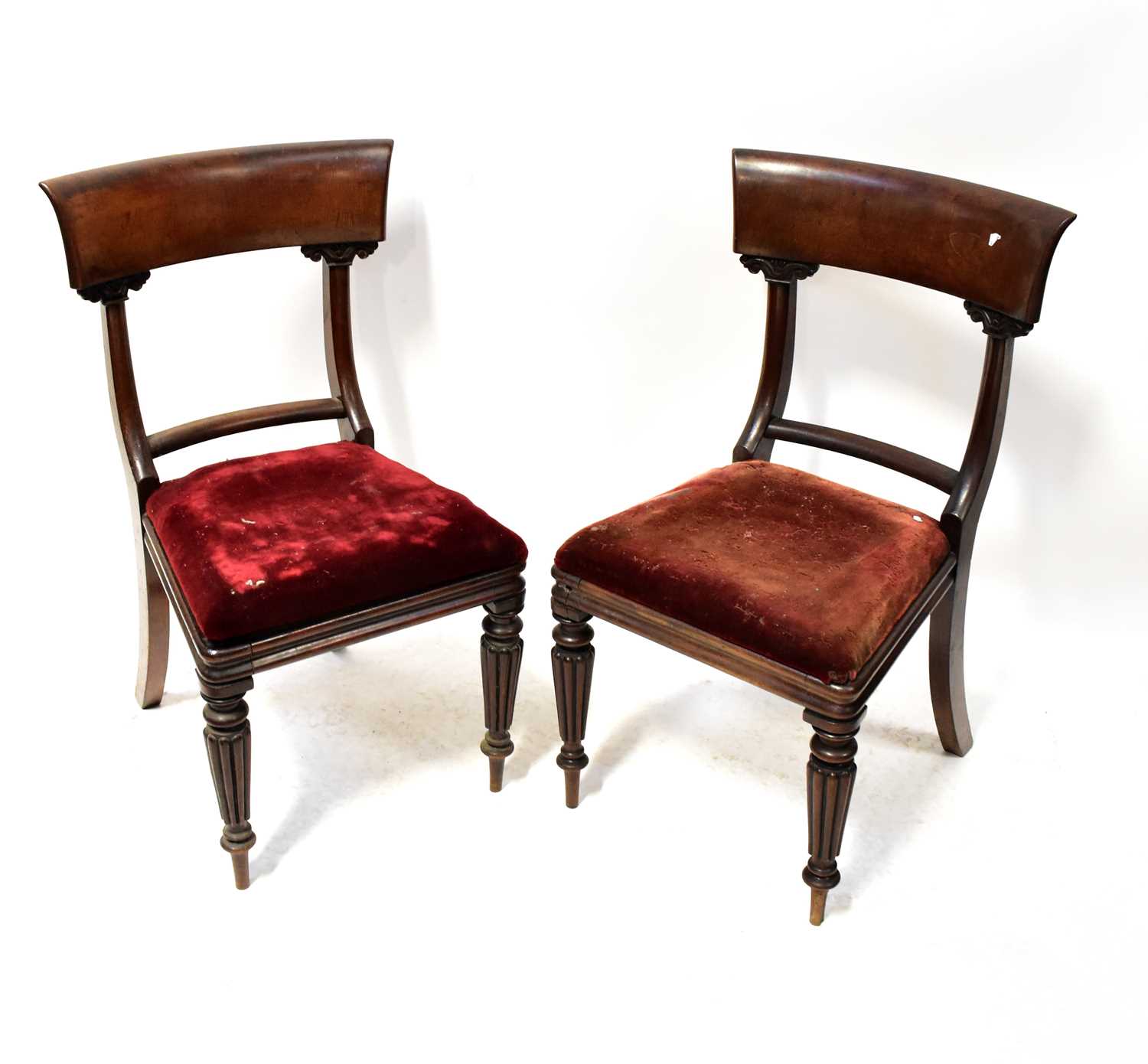 Lot 48 - Seven George III mahogany bar-back dining...