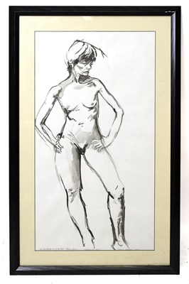 Lot 1371 - DAVID VAUGHAN (1944-2003); monochrome watercolour