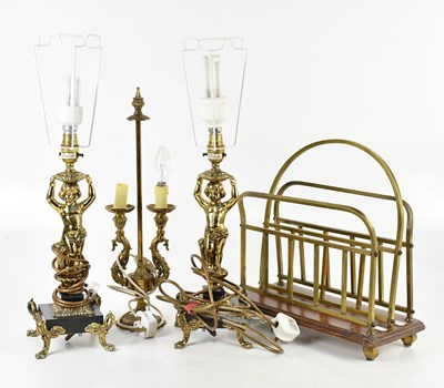 Lot 1300 - A pair of decorative gilt metal figural table...