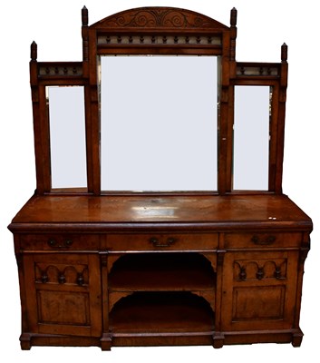 Lot 105A - An Edwardian walnut mirror back sideboard,...