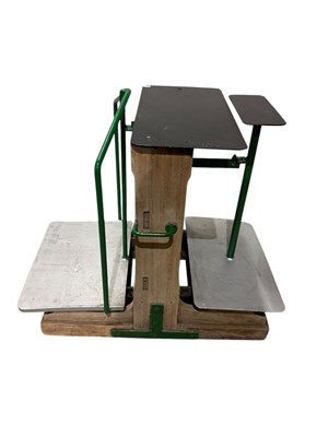 Lot 1310 - A set of green painted metal and rustic...