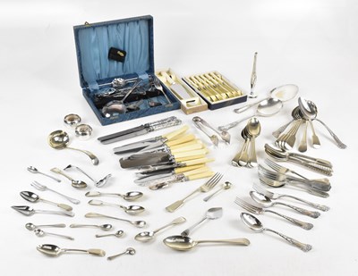 Lot 1526 - An assortment of silver plated cutlery.