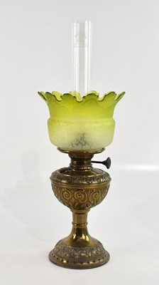Lot 1311 - A 1920s oak barley twist table lamp, height...