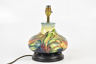 Lot 1611 - MOORCROFT; a 'Trout' pattern lamp base, height...
