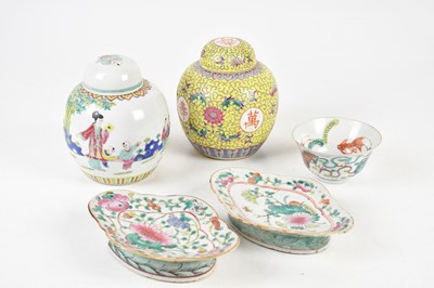 Lot 68 - Two Chinese porcelain ginger jars and covers,...