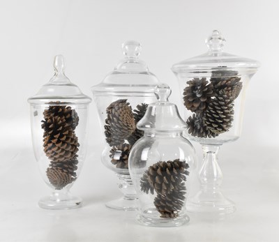 Lot 1649 - FLAMANT; four modern glass jars and covers,...