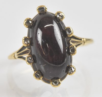 Lot 1294 - An Edwardian amethyst and diamond ring, the...