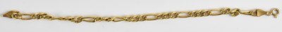 Lot 1479 - A 9ct gold figaro link bracelet with hoop...