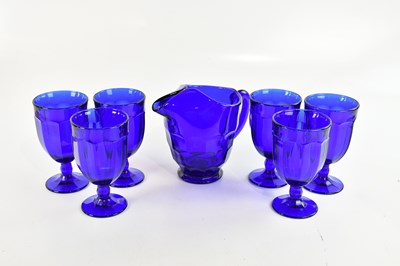 Lot 1654 - A set of six modern American cobalt blue glass...