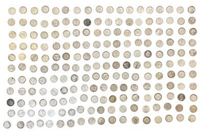 Lot 1536 - A quantity of silver (pre-1920) threepence...