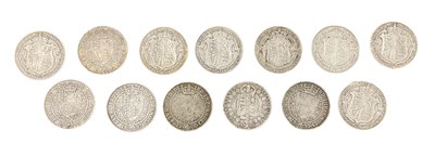 Lot 1582 - Thirteen pre-1920 half crown coins comprising...