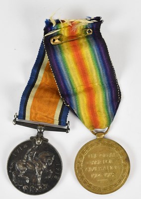 Lot 413 - A pair of WWI War and Victory Medals awarded...