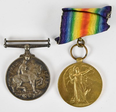 Lot 414 - A pair of WWI War and Victory Medals awarded...