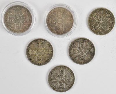 Lot 1539 - Six silver Victoria Jubilee head double florin...