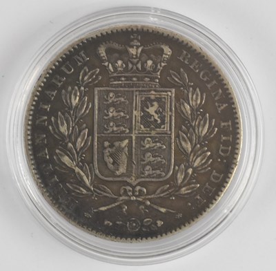 Lot 1551 - A Victoria 1844 silver crown with cinquefoil...