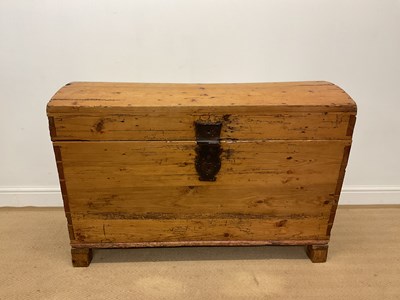 Lot 401 - A large pine Continental dome topped chest...