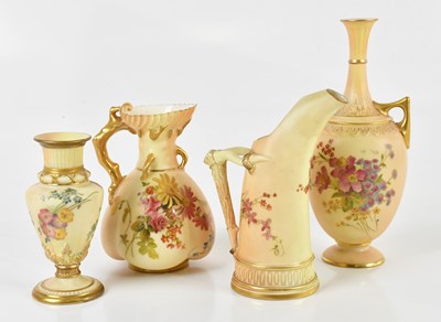 Lot 1609 - ROYAL WORCESTER; four pieces of blush ivory...