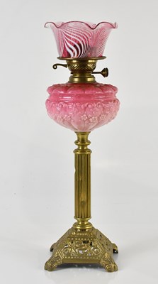 Lot 1298 - A late Victorian oil lamp, the associated...