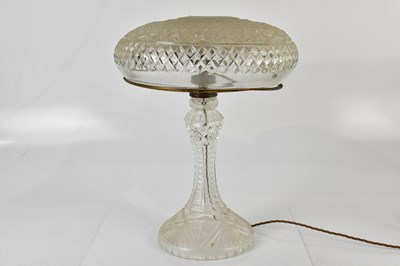 Lot 1312 - A late Victorian cut glass mushroom lamp,...