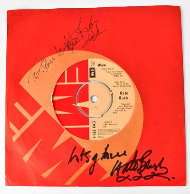 Lot 611 - KATE BUSH; a 45rpm single, 'Wow', signed to...