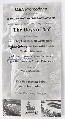 Lot 560 - WORLD CUP 1966; a sporting luncheon menu, 'The...