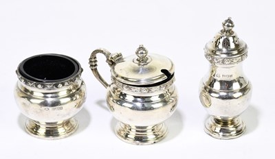 Lot 2419 - ADIE BROS; a hallmarked silver three piece...