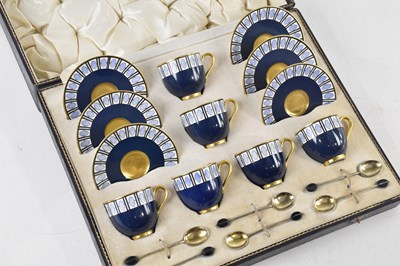 Lot 1502 - ROYAL WORCESTER; a cased six setting coffee...