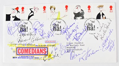 Lot 577 - BRITISH COMEDY; a signed first day cover,...