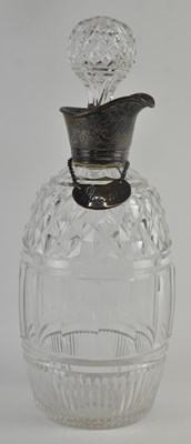 Lot 1190 - A white metal mounted crystal cut glass whisky...