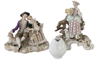 Lot 553 - DRESDEN; a small white glazed porcelain vase,...