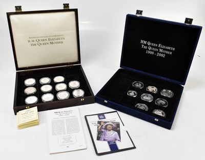 Lot 1330 - ROYAL MINT; a collection of eleven Queen Elizabeth, the Queen Mother commemorative silver coins