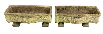 Lot 114 - A pair of rectangular composite stone planters,...