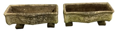 Lot 115 - A pair of rectangular composite stone planters,...