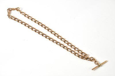 Lot 548 - An Albert chain, with T-bar stamped '9C',...