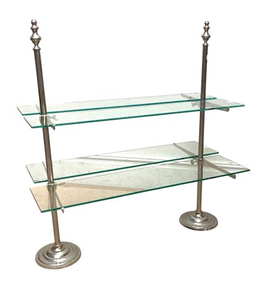 Lot 9 - A set of modern glass and chrome open shelves,...