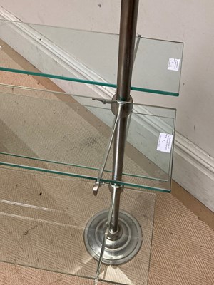 Lot 9 - A set of modern glass and chrome open shelves,...
