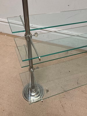 Lot 9 - A set of modern glass and chrome open shelves,...