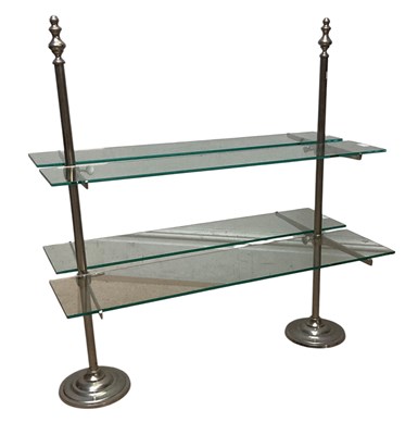 Lot 9 - A set of modern glass and chrome open shelves,...