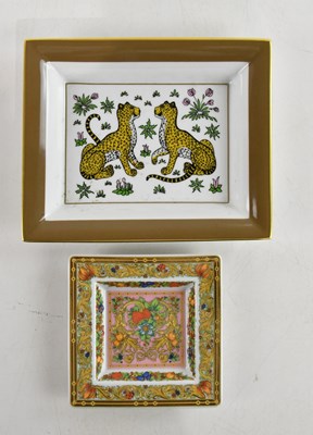 Lot 1569 - HERMES; a rectangular tray decorated with two...