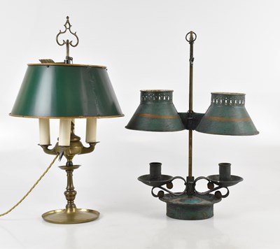 Lot 1292 - A modern toleware student type desk candle...