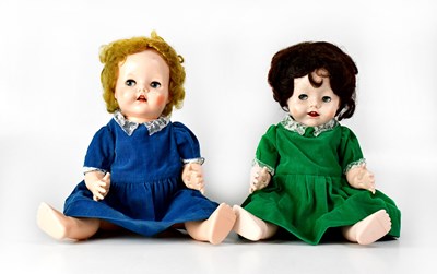 Lot 385 - PEDIGREE; two large vintage dolls in corduroy...