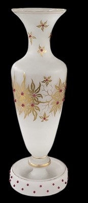 Lot 622 - A Victorian white opaque glass vase, with gilt...