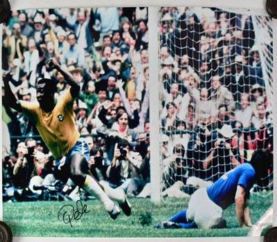 Lot 557 - PELE; a colour photograph/poster, signed, 45 x...