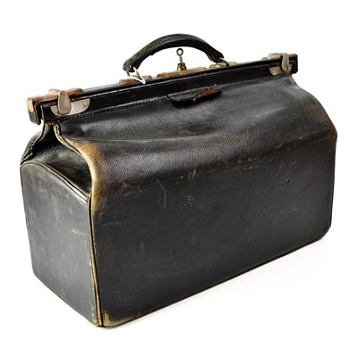 Lot 357 - A vintage black leather Gladstone bag,...
