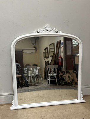 Lot 1017 - A Victorian style white painted overmantel,...