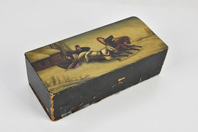Lot 2338 - A Russian lacquered box depicting a troika...